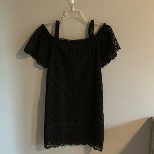 WHBM black off the shoulder (w straps) fully lined, eyelet fabric, dress size 4